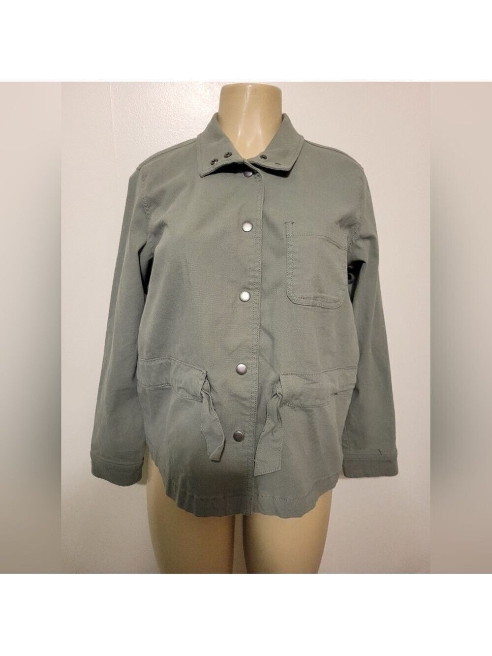 LC Lauren Conrad Green Large Military Utility Jacket Camo Hunting Farm